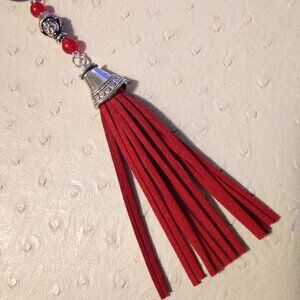 NEW Ruby crystal gemstones and red suede tassel